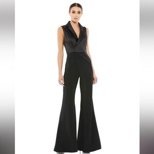 NEW Ieena for Mac Duggal 26603 Collar Neck Single Breasted Jumpsuit Black 6 NWT